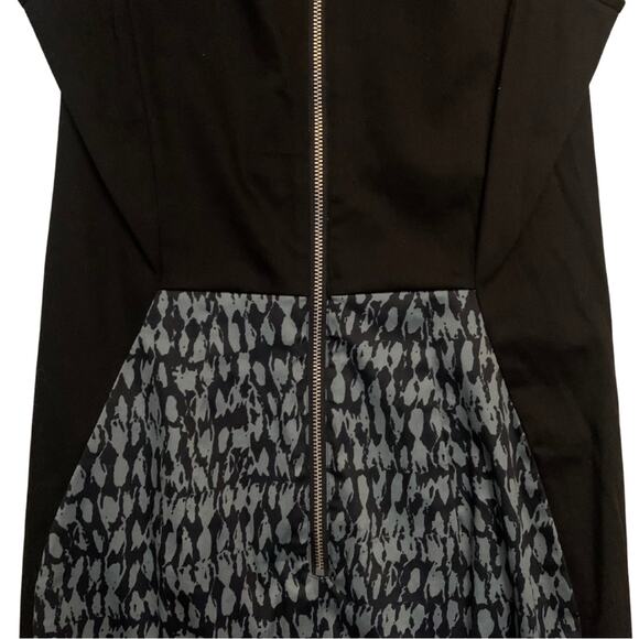 French Connection Black Green Pattern Sheath Dress Size 4 Cotton Sleeveless Y2K - Picture 8 of 10